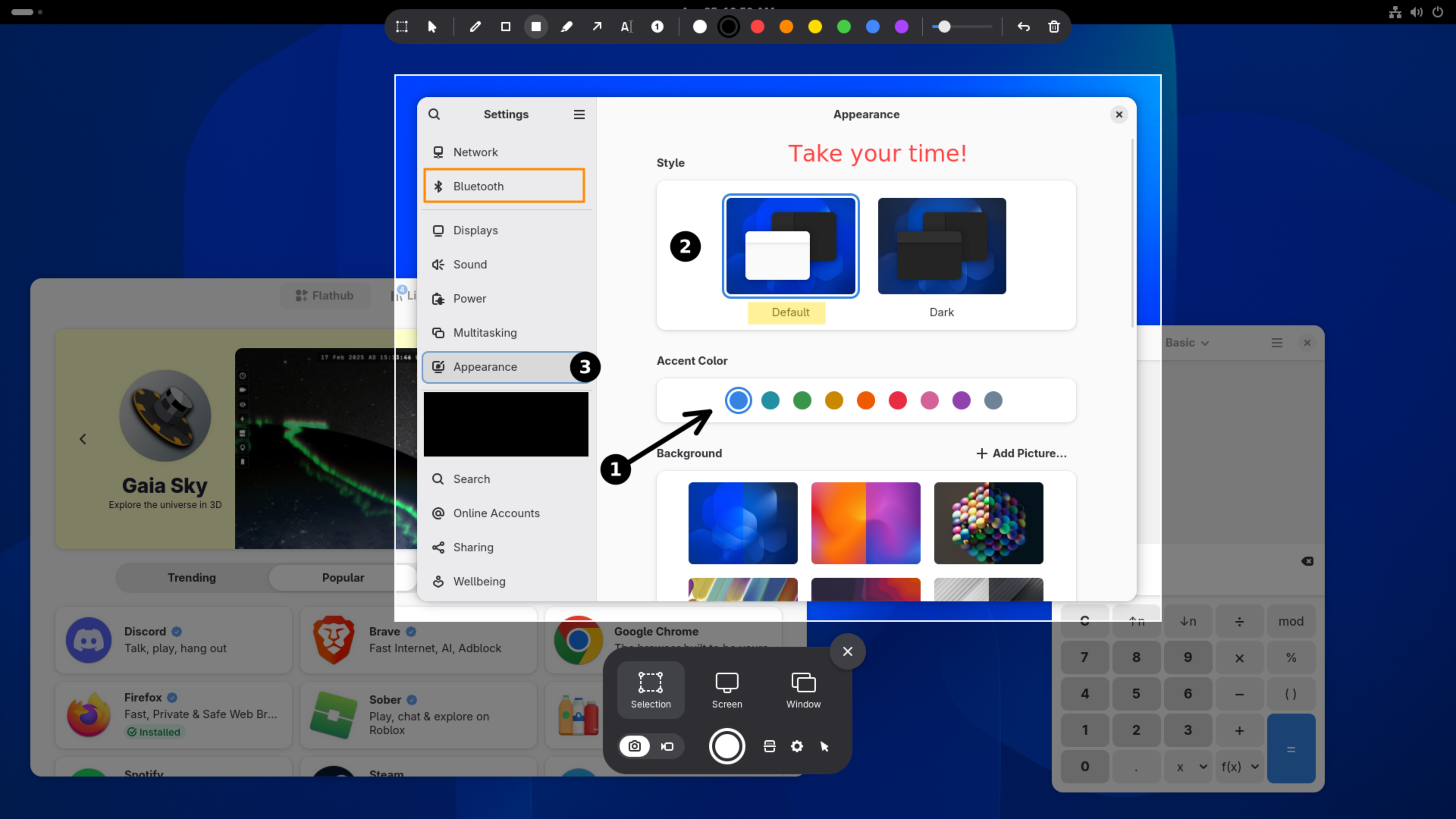Gradia Capture annotating a screenshot from GNOME's screenshot workflow